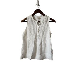 Faherty Isha 100% Linen Pleat Sleeveless Top Women's size S